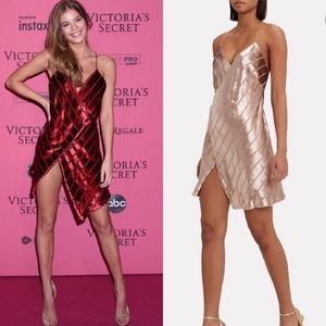 Michelle Mason Blush Strapy Wrap Silk Velvet Dress 2